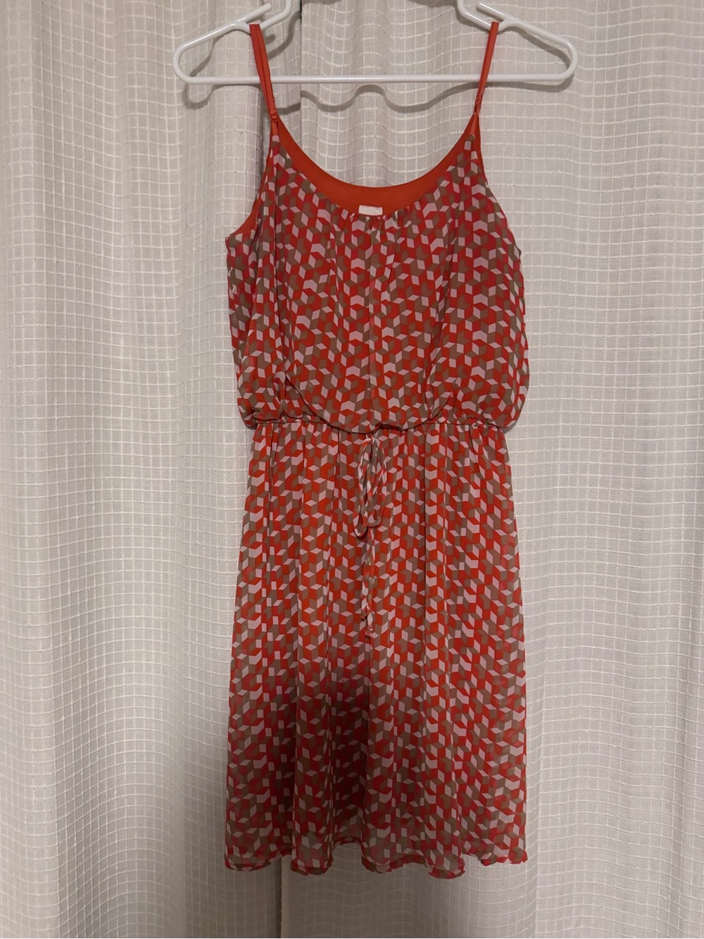 Francesca's Collections orange & White Geometric Sleeveless Mini Dress